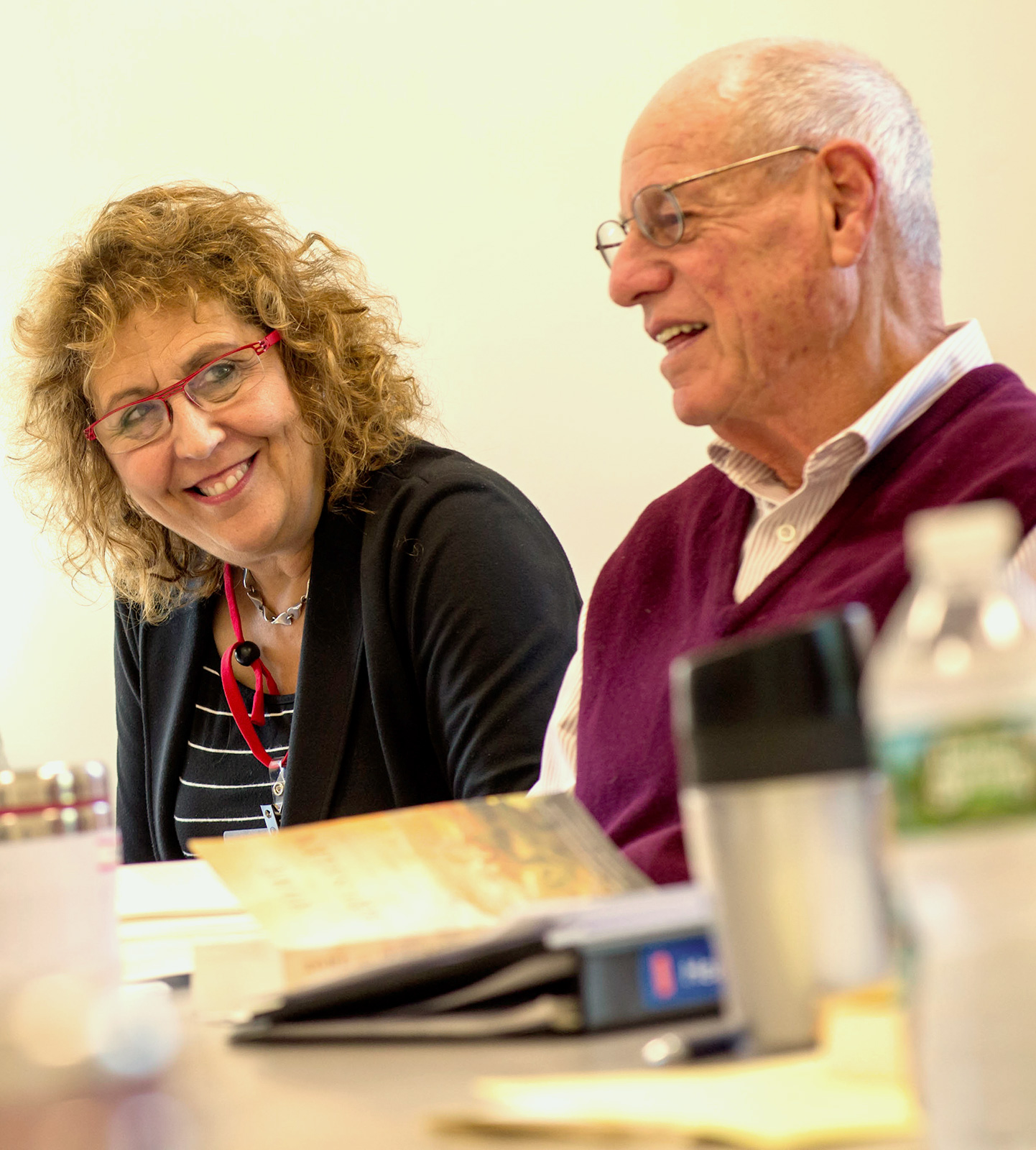 two members of HILR share conversation