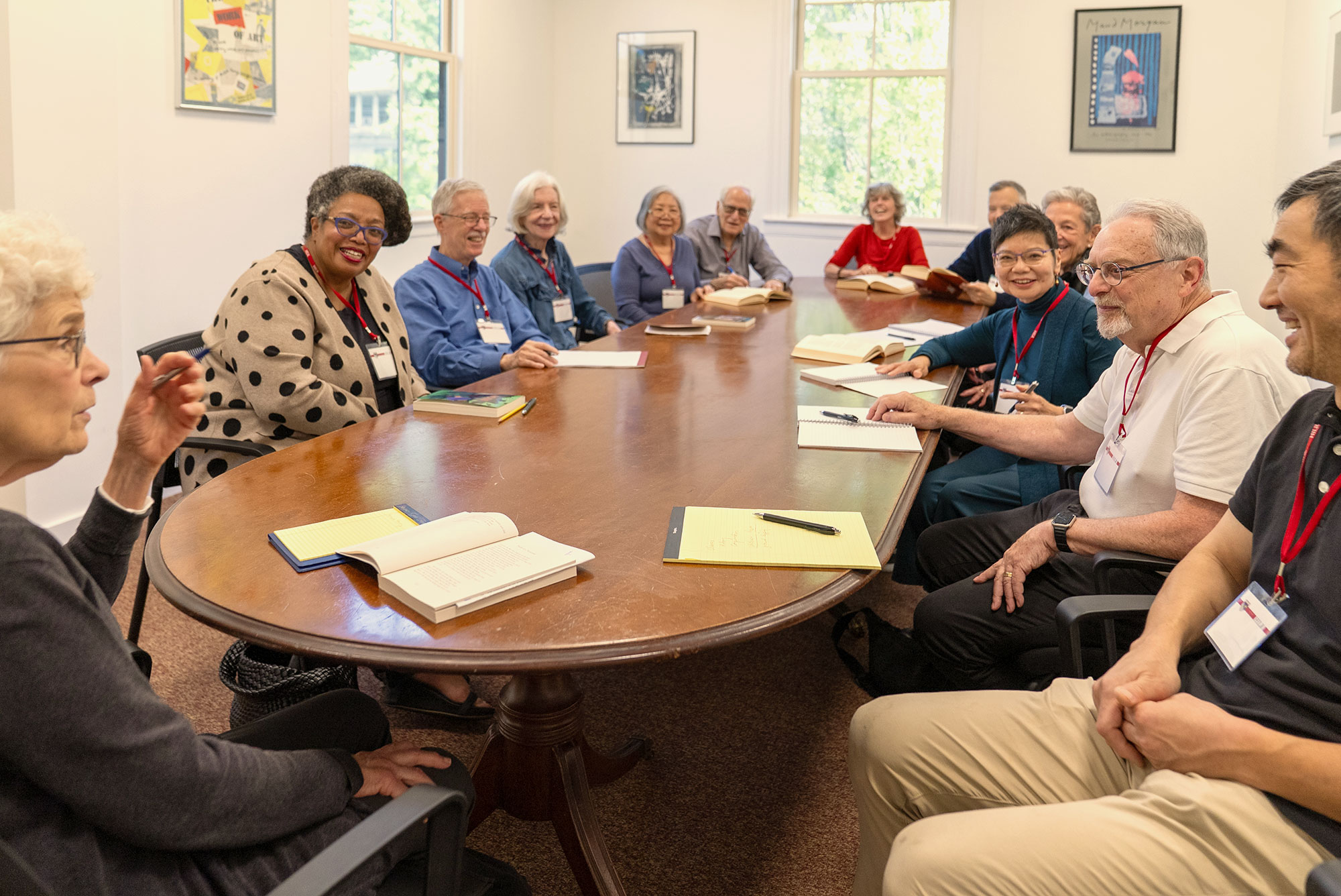 A group of Harvard Institute for Learning in Retirement members attend class.